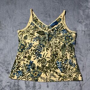 VTG Y2K TeeCo Womens Floral Tanktop Built in Bra Size L Boho City Indie